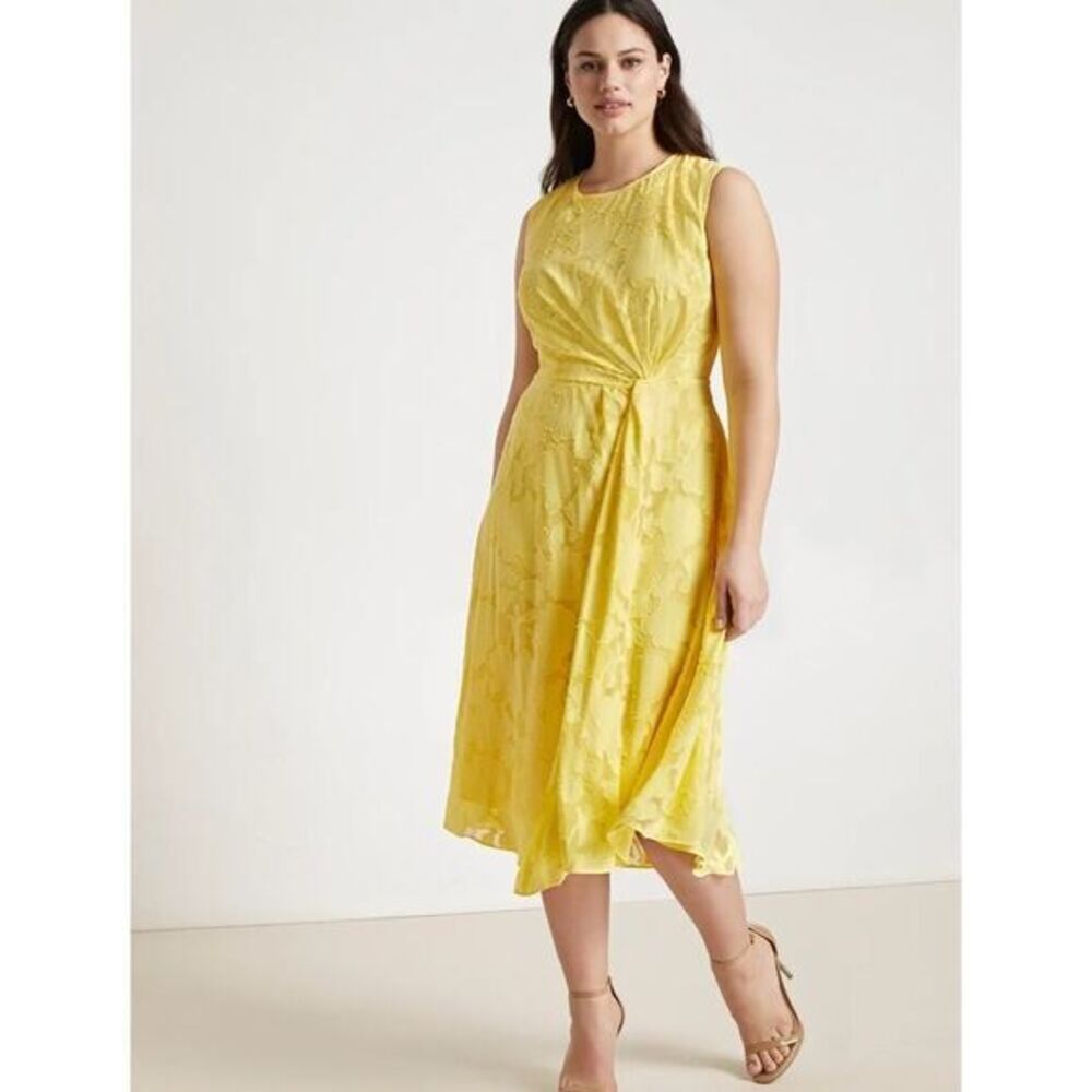 Jason Wu X Eloquii Pleated Detail Midi Dress Yell… - image 1